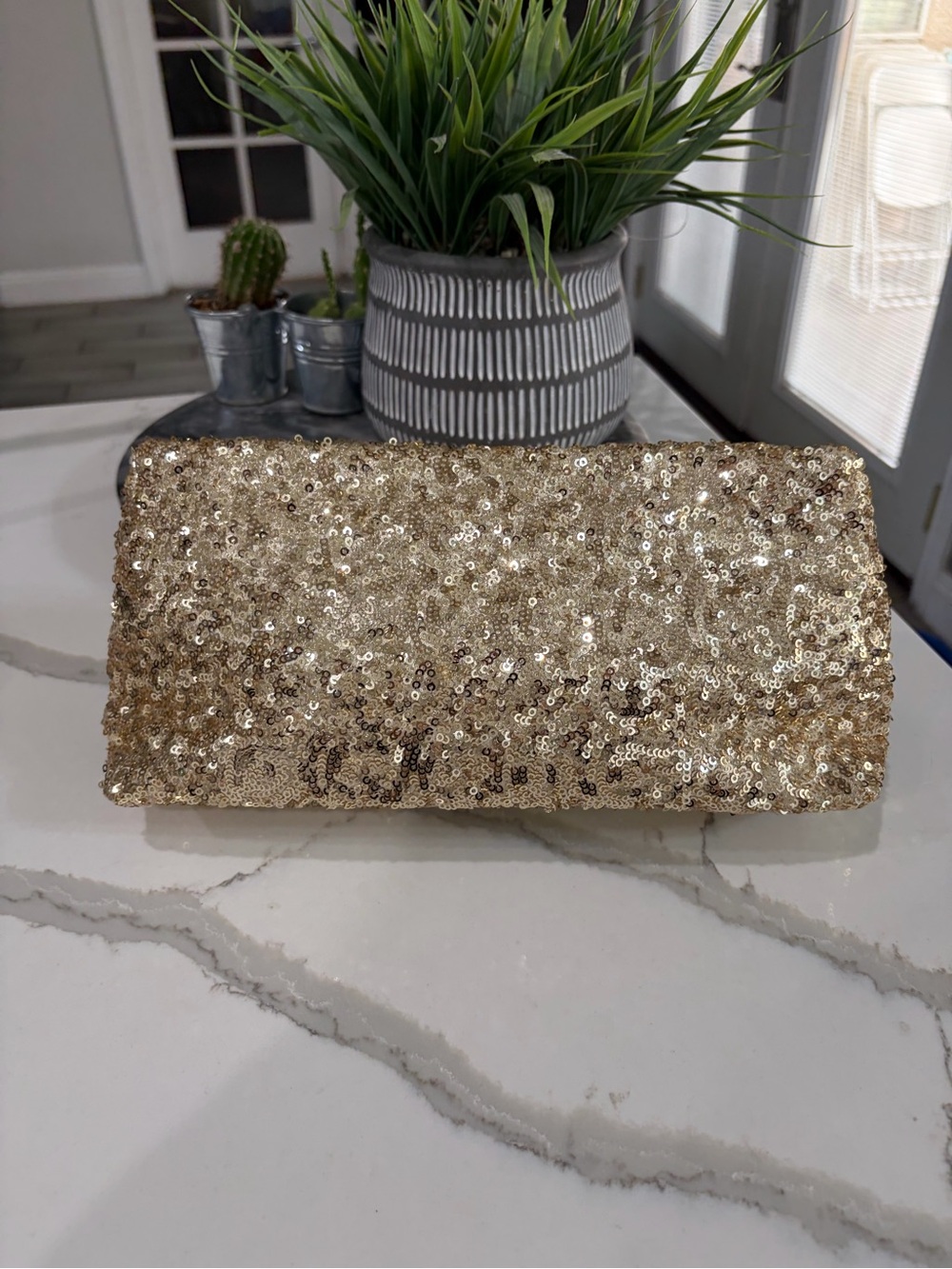 Gold Sequin Women's Clutch Bag 12”X5”
